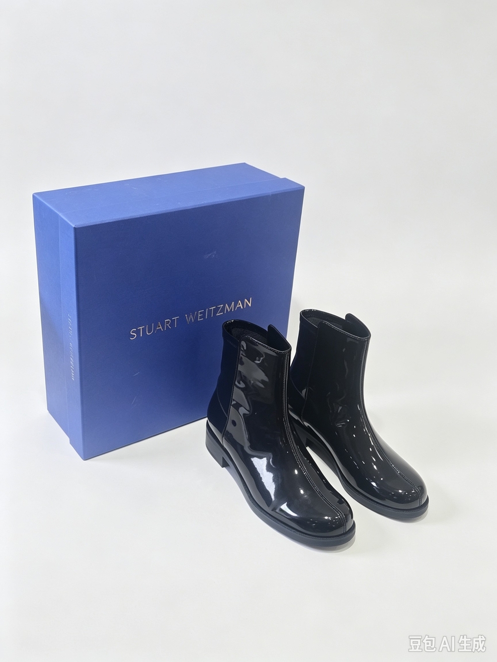STUART WEITZMAN Easyon Black Patent Ankle Boots - Women's Chelsea Style